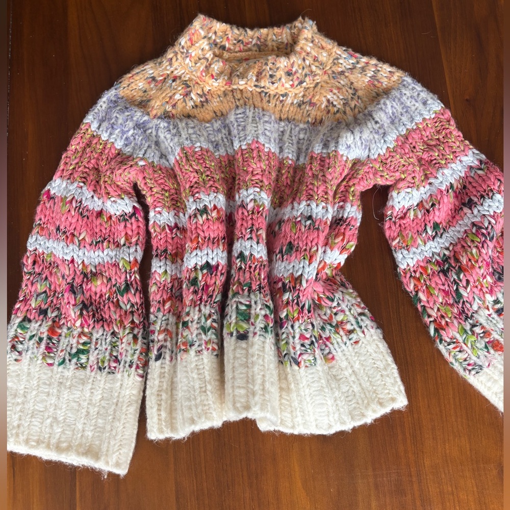 NWOT Anthropologie Kahlo Striped Chunky Knit Sweater